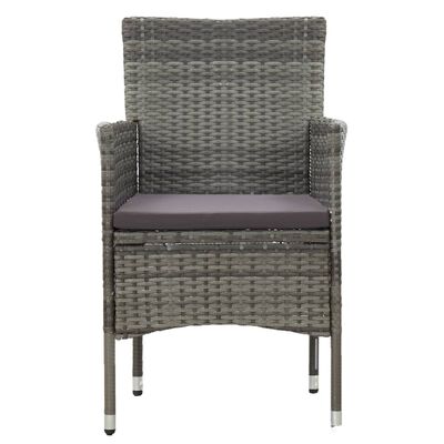 vidaXL 3 Piece Patio Dining Set Gray Poly Rattan and Glass