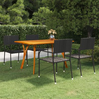 vidaXL 5 Piece Patio Dining Set Black