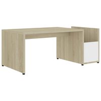 vidaXL Coffee Table White and Sonoma Oak 35.4"x17.7"x13.8" Engineered Wood