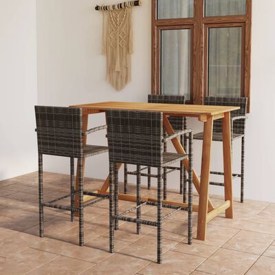 vidaXL 5 Piece Patio Bar Set Gray