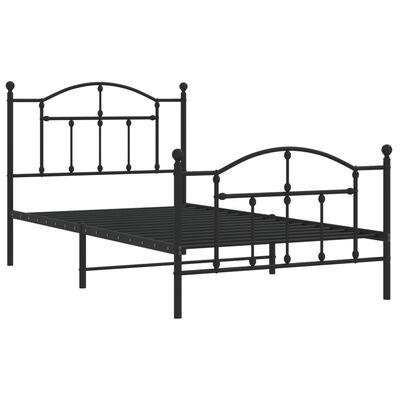 vidaXL Metal Bed Frame without Mattress with Footboard Black 39.4"x74.8"