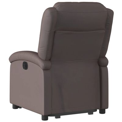 vidaXL Stand up Recliner Chair Dark Brown Real Leather