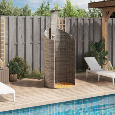 vidaXL Outdoor Shower Gray 39.4"x39.4"x95.1" Poly Rattan and Acacia Wood