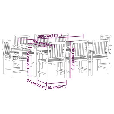 vidaXL 9 Piece Patio Dining Set Solid Wood Acacia