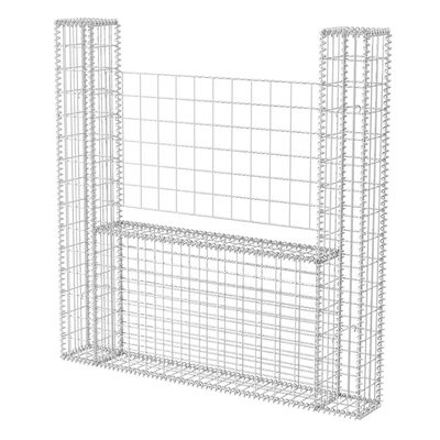 vidaXL Gabion Basket U-Shape Galvanized Steel 63"x7.9"x59.1"