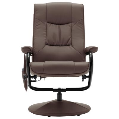 vidaXL Massage Recliner with Ottoman Brown Faux Leather