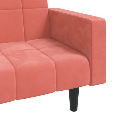 vidaXL 2-Seater Sofa Bed with Two Pillows Pink Velvet