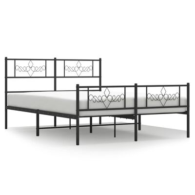 vidaXL Metal Bed Frame without Mattress with Footboard Black 59.1"x78.7"