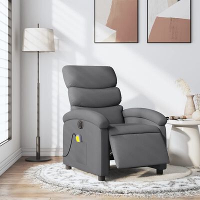 vidaXL Electric Massage Recliner Chair Dark Gray Fabric