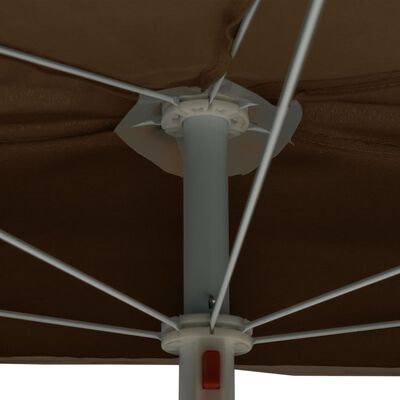 vidaXL Garden Half Parasol with Pole 70.9"x35.4" Taupe