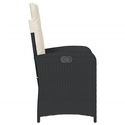 vidaXL Reclining Patio Chair with Cushions Black Poly Rattan