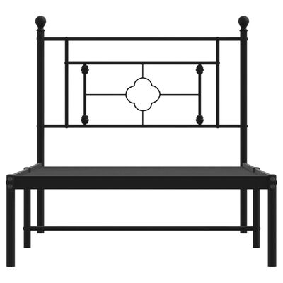 vidaXL Metal Bed Frame without Mattress with Headboard Black 39.4"x78.7"