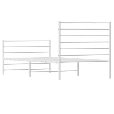 vidaXL Metal Bed Frame without Mattress with Footboard White 39.4"x74.8"