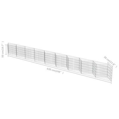 vidaXL Gabion Wall Galvanized Steel 248"x11.8"x19.7"