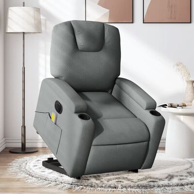 vidaXL Electric Stand up Massage Recliner Chair Dark Gray Fabric