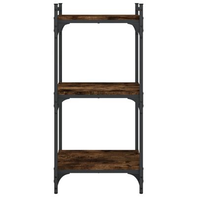 vidaXL Bookcase 3-Tier Smoked Oak 15.7"x11.8"x33.9" Engineered Wood