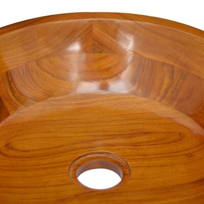 vidaXL Basin Solid Wood Teak Φ15.7"x3.9"