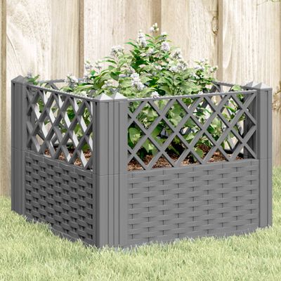 vidaXL Garden Planter with Pegs Light Gray 17.1"x17.1"x17.1" PP