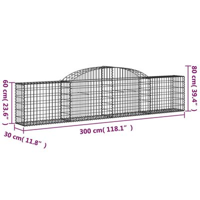 vidaXL Arched Gabion Baskets 9 pcs 118.1"x11.8"x23.6"/31.5" Galvanized Iron