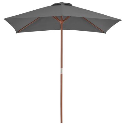 vidaXL Outdoor Parasol with Wooden Pole 59.1"x78.7" Anthracite