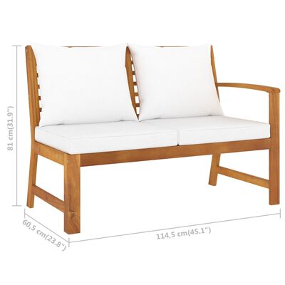 vidaXL 4 Piece Patio Lounge Set with Cushion Cream Solid Acacia Wood