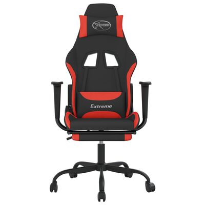 vidaXL Massage Gaming Chair with Footrest Black and Red Fabric