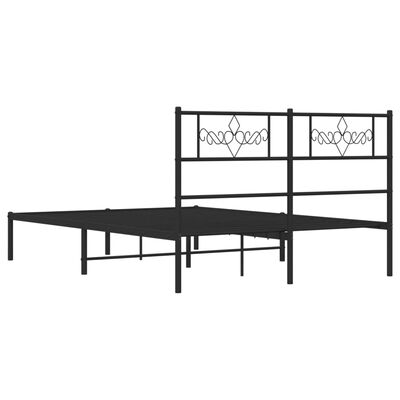 vidaXL Metal Bed Frame without Mattress with Headboard Black 59.1"x78.7"