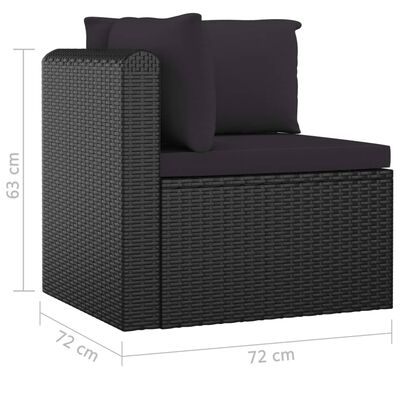 vidaXL 11 Piece Patio Lounge Set with Cushions Poly Rattan Black