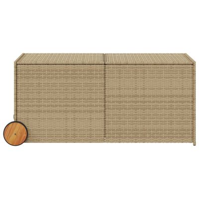 vidaXL Garden Storage Box with Wheels Mix Beige 74.8 Gal Poly Rattan