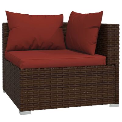 vidaXL 14 Piece Patio Lounge Set with Cushions Brown Poly Rattan