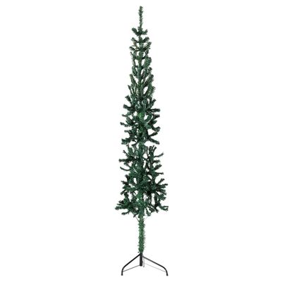 vidaXL Slim Artificial Half Christmas Tree with Stand Green 5 ft