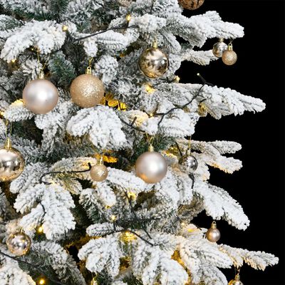 vidaXL Artificial Hinged Christmas Tree 300 LEDs & Ball Set 70.9"