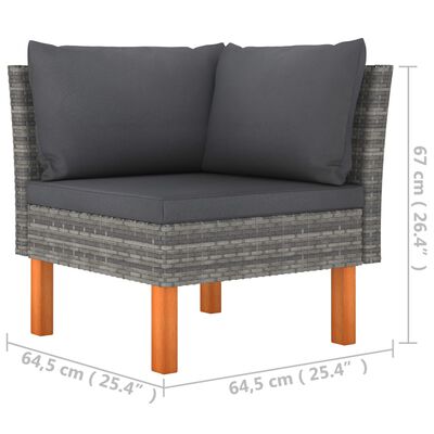 vidaXL 8 Piece Patio Lounge Set with Cushions Poly Rattan Gray