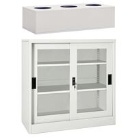 vidaXL Sliding Door Cabinet with Planter Box Light Gray Steel