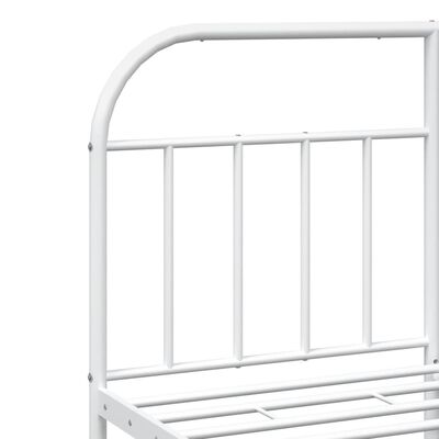 vidaXL Metal Bed Frame without Mattress with Footboard White 53.1"x74.8"