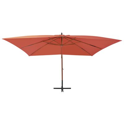 vidaXL Cantilever Garden Parasol with Wooden Pole 157.5"x118.1" Terracotta