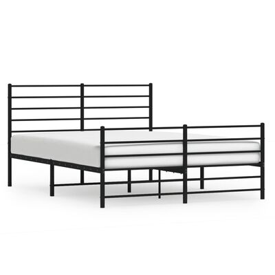 vidaXL Metal Bed Frame without Mattress with Footboard Black 59.1"x78.7"