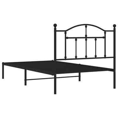 vidaXL Metal Bed Frame without Mattress with Headboard Black 39.4"x74.8"