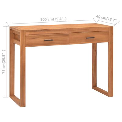 vidaXL Desk with 2 Drawers 39.4"x15.7"x29.5" Teak Wood