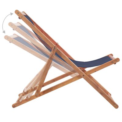 vidaXL Folding Beach Chair Fabric and Wooden Frame Blue