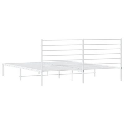 vidaXL Metal Bed Frame without Mattress with Headboard White 76"x79.9"