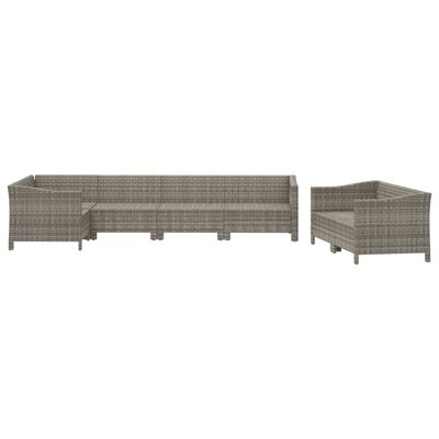 vidaXL 7 Piece Patio Lounge Set with Cushions Gray Poly Rattan