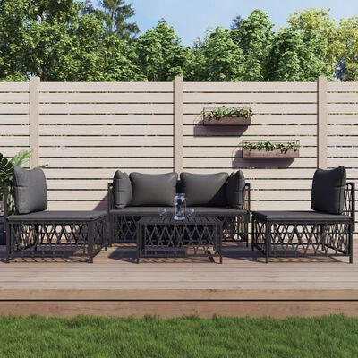 vidaXL 5 Piece Patio Lounge Set with Cushions Anthracite Steel