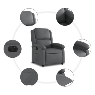 vidaXL Electric Recliner Chair Gray Faux Leather