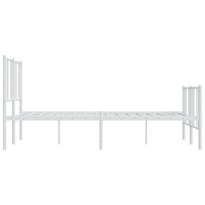 vidaXL Metal Bed Frame with Headboard and Footboard White 59.8"x78.7"