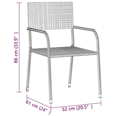 vidaXL 3 Piece Patio Dining Set Poly Rattan Gray