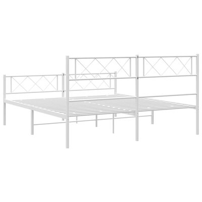 vidaXL Metal Bed Frame without Mattress with Footboard White 53.1"x74.8"