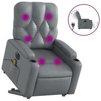 vidaXL Electric Stand up Massage Recliner Chair Gray Faux Leather