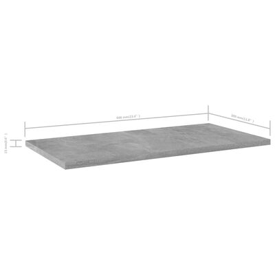 vidaXL Bookshelf Boards 4 pcs Concrete Gray 23.6"x11.8"x0.6" Engineered Wood