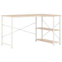 vidaXL Computer Desk White and Oak 47.2"x28.3"x27.6"